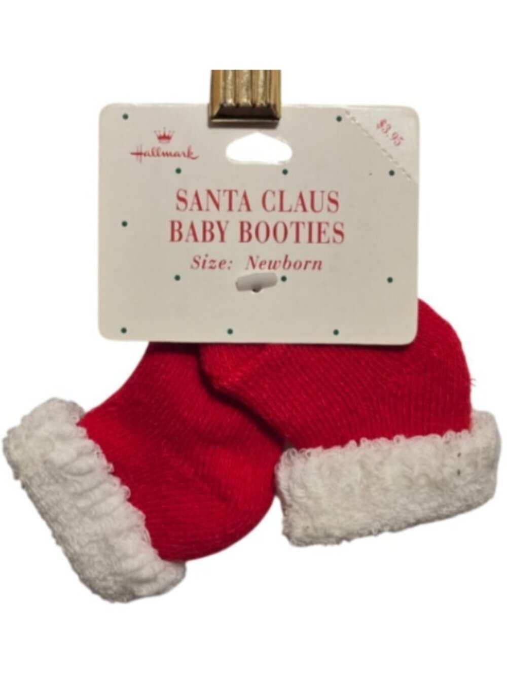 Hallmark Santa Claus Baby Booties Newborn Red White Christmas Stocking Socks NWT